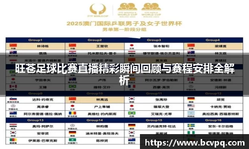 旺苍足球比赛直播精彩瞬间回顾与赛程安排全解析