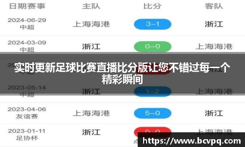 实时更新足球比赛直播比分版让您不错过每一个精彩瞬间
