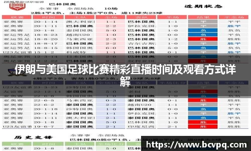 伊朗与美国足球比赛精彩直播时间及观看方式详解