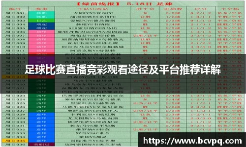 足球比赛直播竞彩观看途径及平台推荐详解